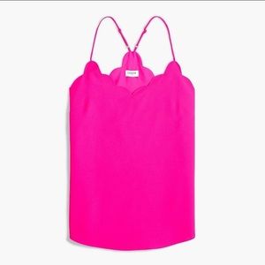 J. Crew Hot Pink Scallop-Edge Tank Top